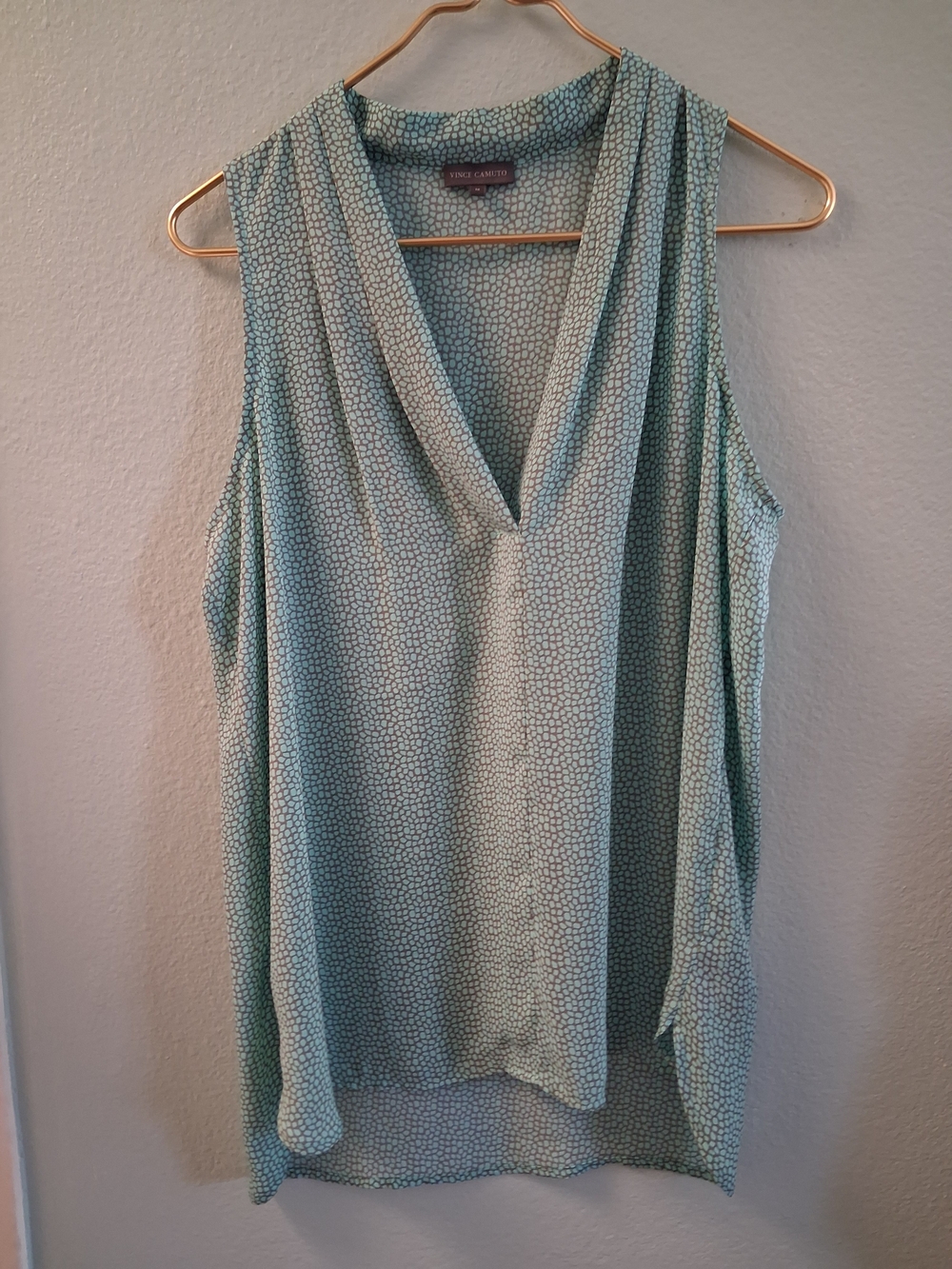 Vince Camuto Mint Green Sleeveless Draped V-Neck Blouse